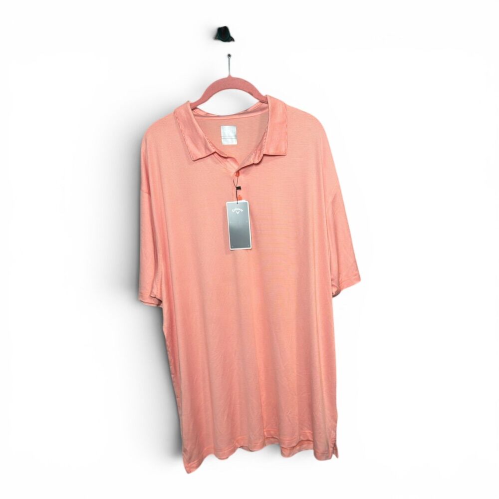 NWT Callaway Opti-Dri Golf Polo Men's XXL Coral Peach - UPF Moisture Wicking